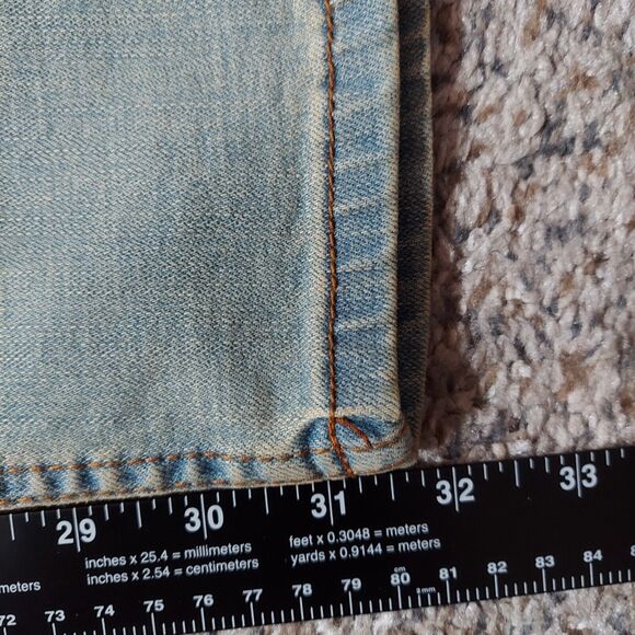 Serenede Men’s 40x32 Light Wash Distressed Slim Straight Leg Jeans Red Stripe - Picture 10 of 10